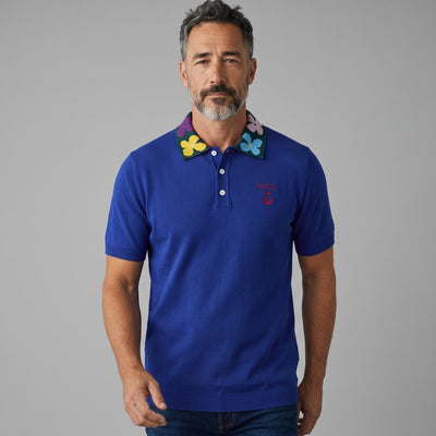 Gucci Polo – Royal Blue Floral-Collar Knit 🌺 - MASTERPIECE