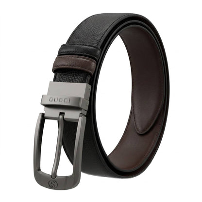 🖤 Gucci Reversible Textured Leather Belt – Black & Brown | 125 CM ✨ - MASTERPIECE