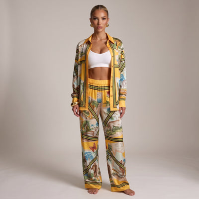 Gucci Safari Print Shirt & Wide-Leg Pants Set – Yellow💛⭐️ one size - MASTERPIECE