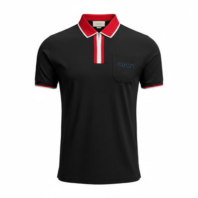 Gucci Signature Stripe Polo – Black & Red Edition 🔴🖤 | Luxury Street Style - MASTERPIECE