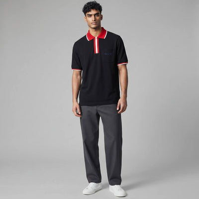 Gucci Signature Stripe Polo – Black & Red Edition 🔴🖤 | Luxury Street Style - MASTERPIECE