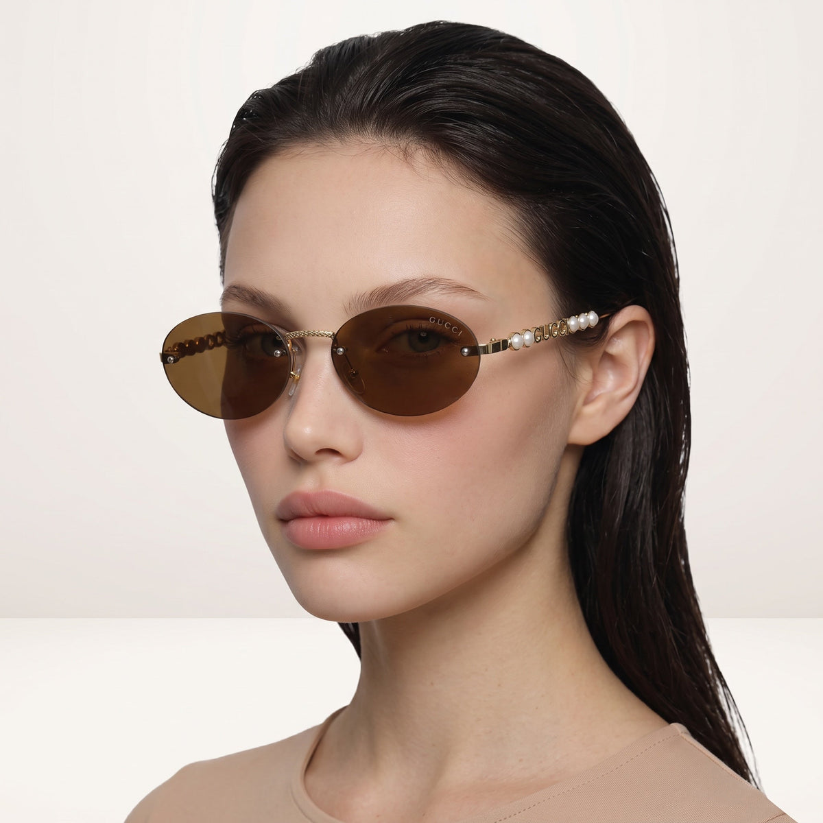 Gucci Sunglasses – Gold Pearl-Trim Brown 😎 - MASTERPIECE