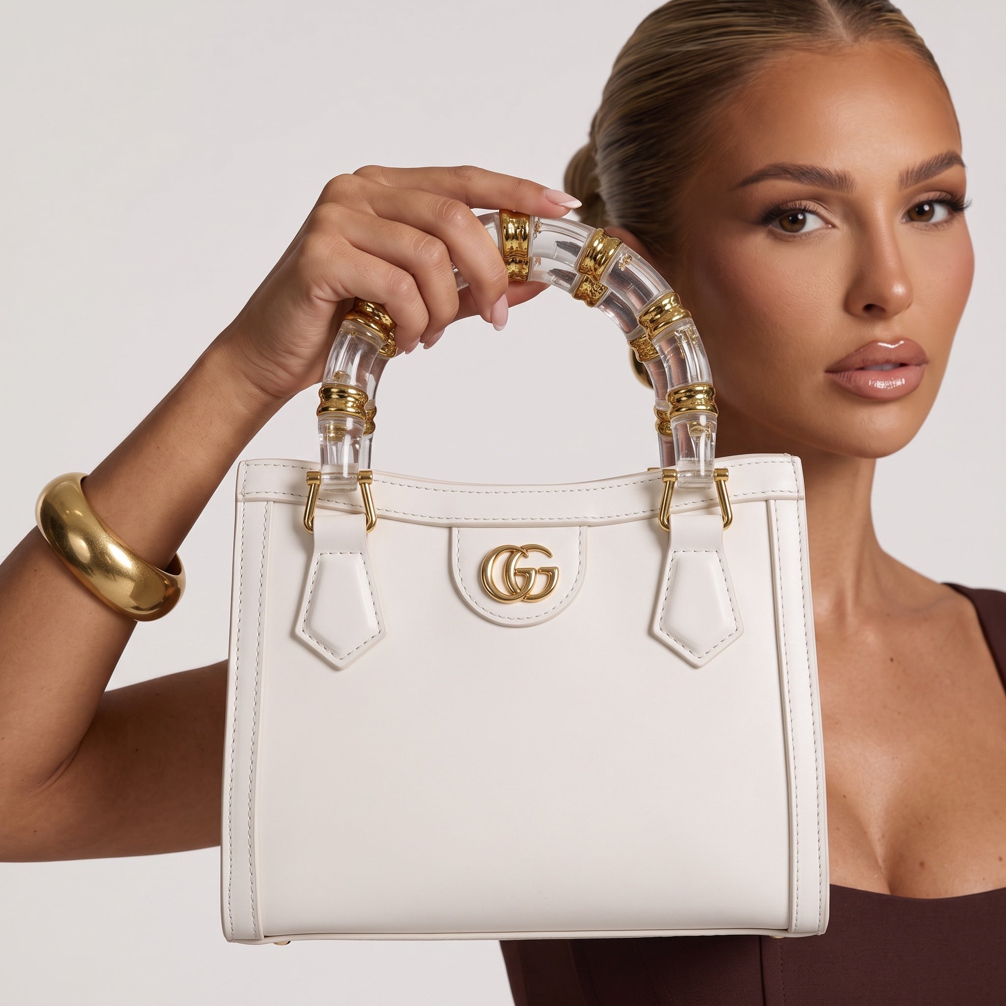 Gucci Tote – White Acrylic Bamboo Handle ✨👜 - MASTERPIECE