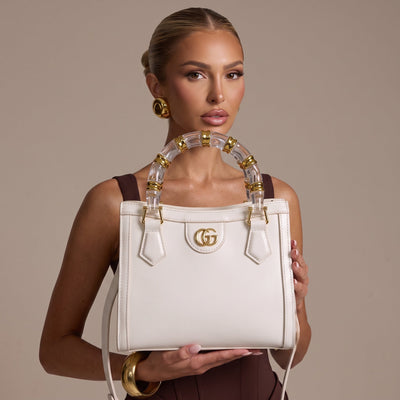 Gucci Tote – White Acrylic Bamboo Handle ✨👜 - MASTERPIECE