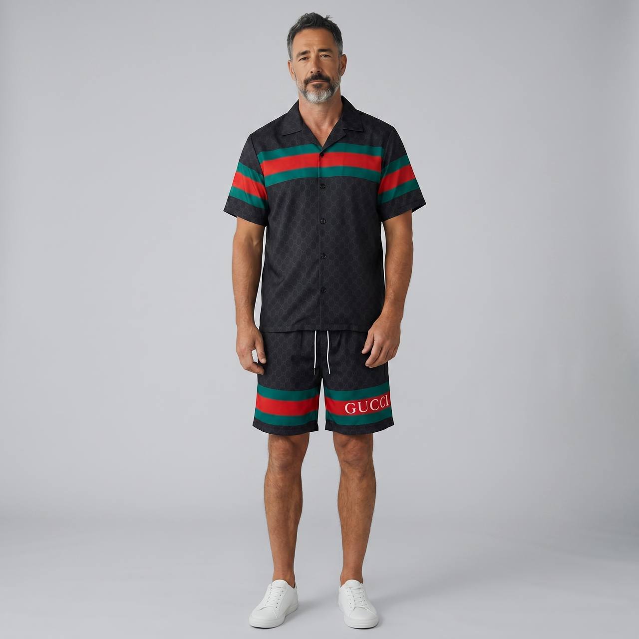 🖤 Gucci Web Stripe Monogram Set – Iconic Luxury Co - Ord Outfit 🩳👕🔥 - MASTERPIECE