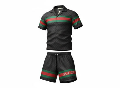 🖤 Gucci Web Stripe Monogram Set – Iconic Luxury Co - Ord Outfit 🩳👕🔥 - MASTERPIECE