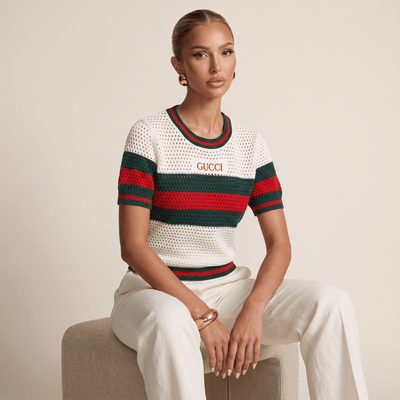 🤍❤️💚 Gucci Web Stripe Open Knit Top | One Size - MASTERPIECE