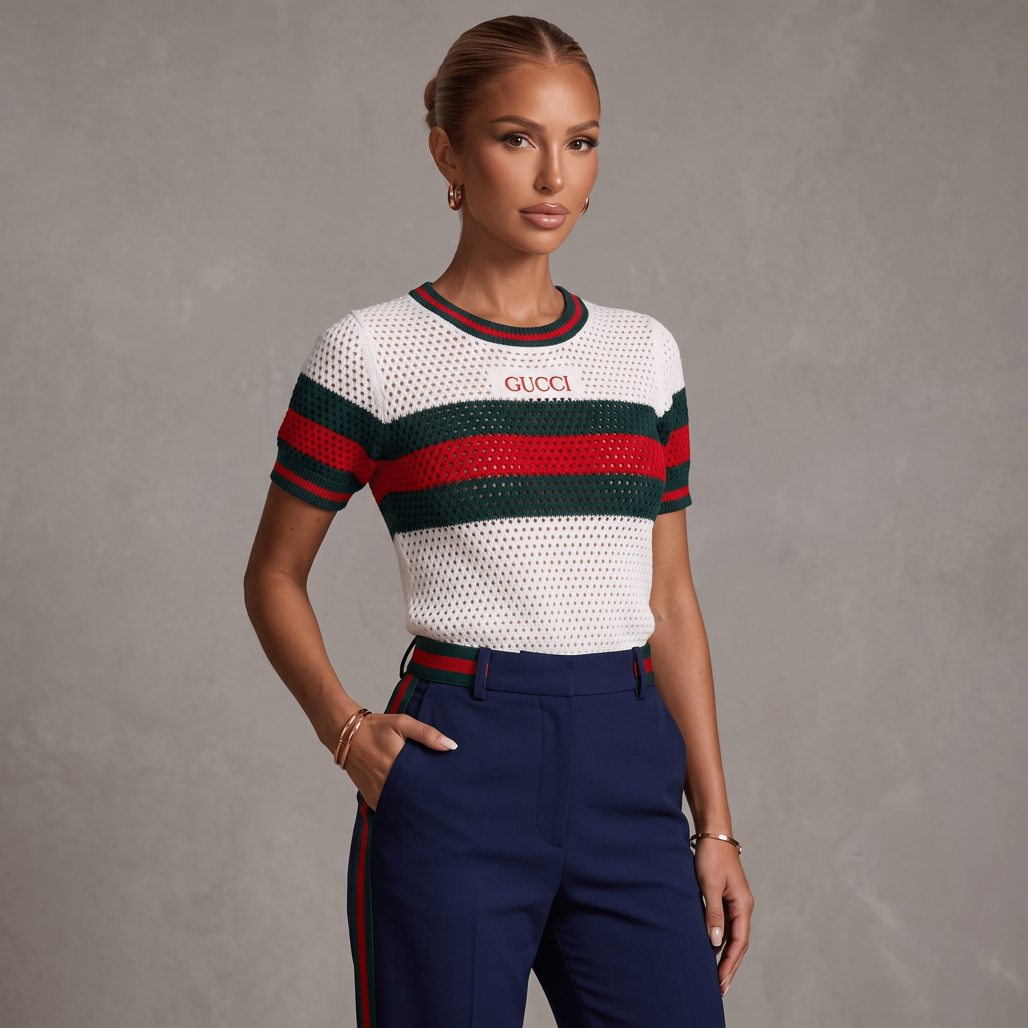 🤍❤️💚 Gucci Web Stripe Open Knit Top | One Size - MASTERPIECE