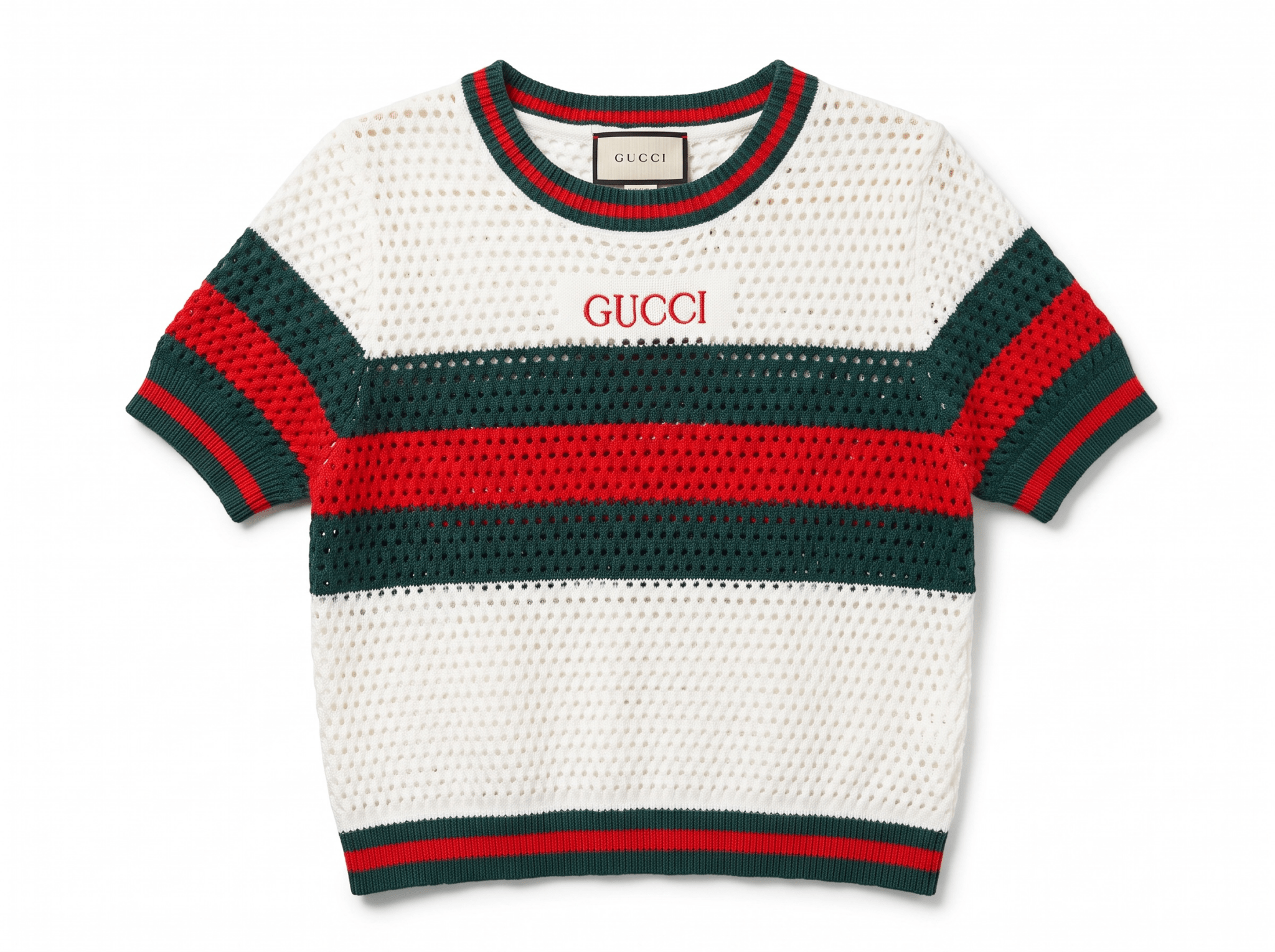 🤍❤️💚 Gucci Web Stripe Open Knit Top | One Size - MASTERPIECE
