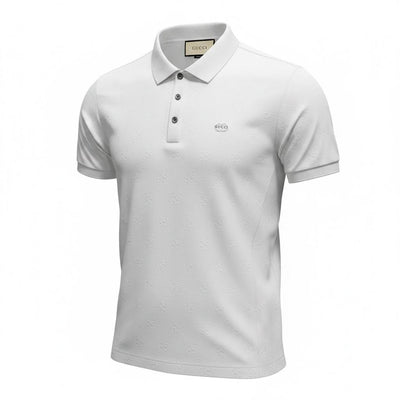 🤍 Gucci White Monogram Polo Shirt – Minimal Luxury Essential 👕✨ - MASTERPIECE