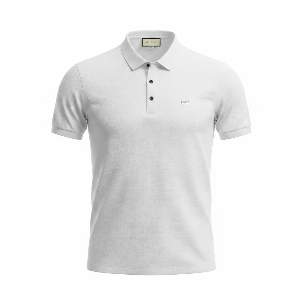 🤍 Gucci White Monogram Polo Shirt – Minimal Luxury Essential 👕✨ - MASTERPIECE