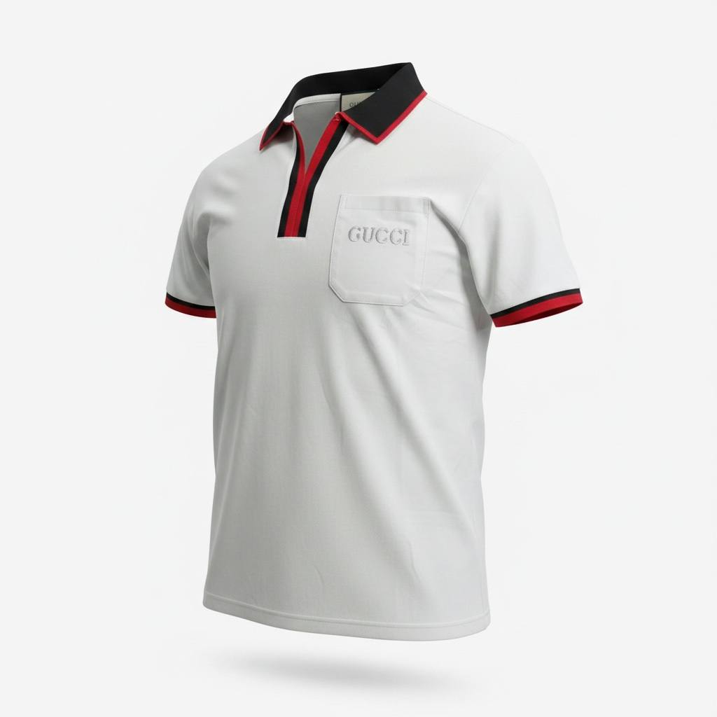 🤍 Gucci White Polo Shirt with Web Stripe Detail – Iconic Luxury Fit 👕🔥 - MASTERPIECE