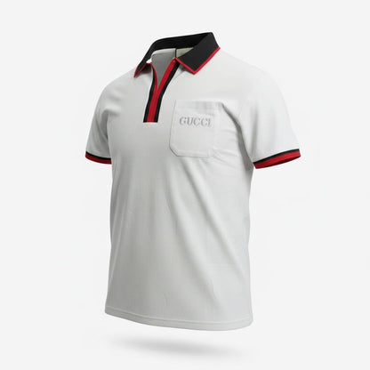 🤍 Gucci White Polo Shirt with Web Stripe Detail – Iconic Luxury Fit 👕🔥 - MASTERPIECE