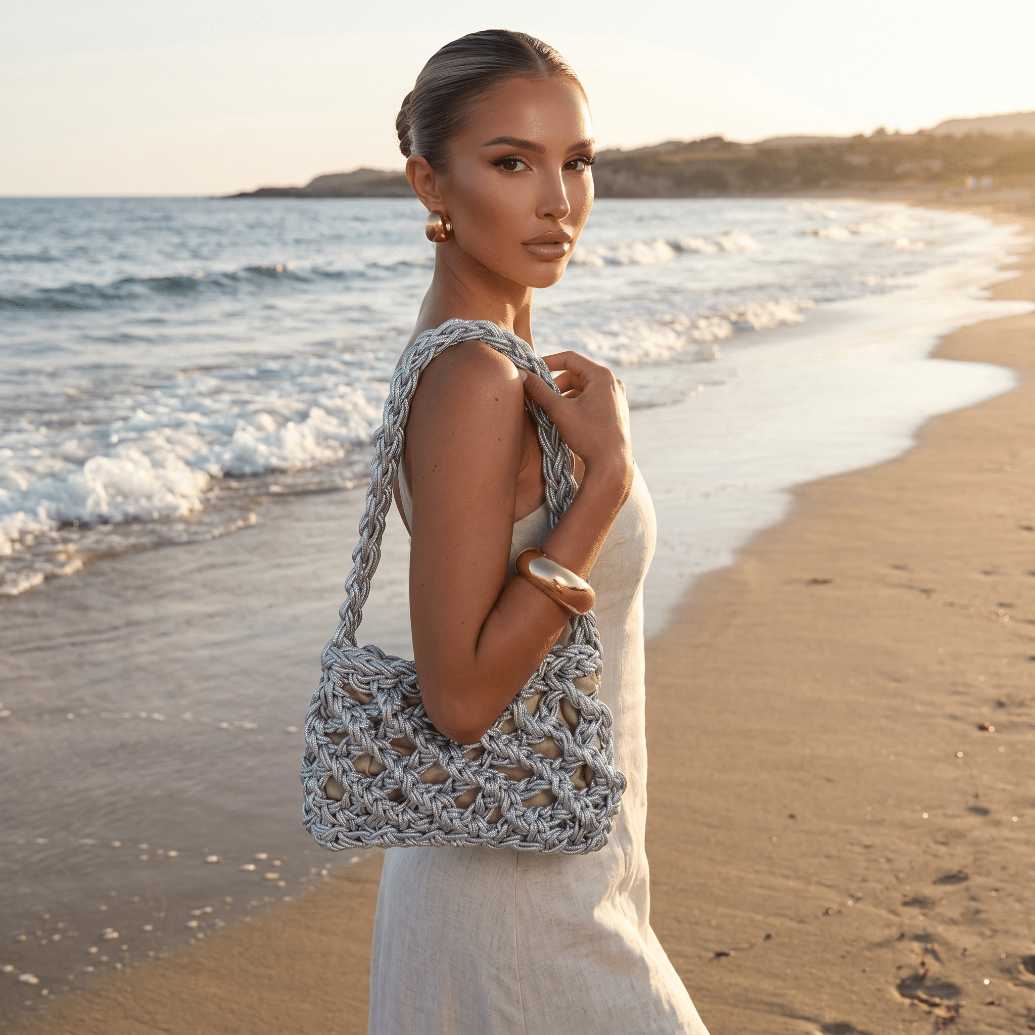 ✨ Handwoven Metallic Mesh Shoulder Bag ✨ - MASTERPIECE