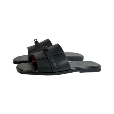 Hermès Black Double Strap Slides – Timeless Luxury Flat Sandals 🖤👡 - MASTERPIECE