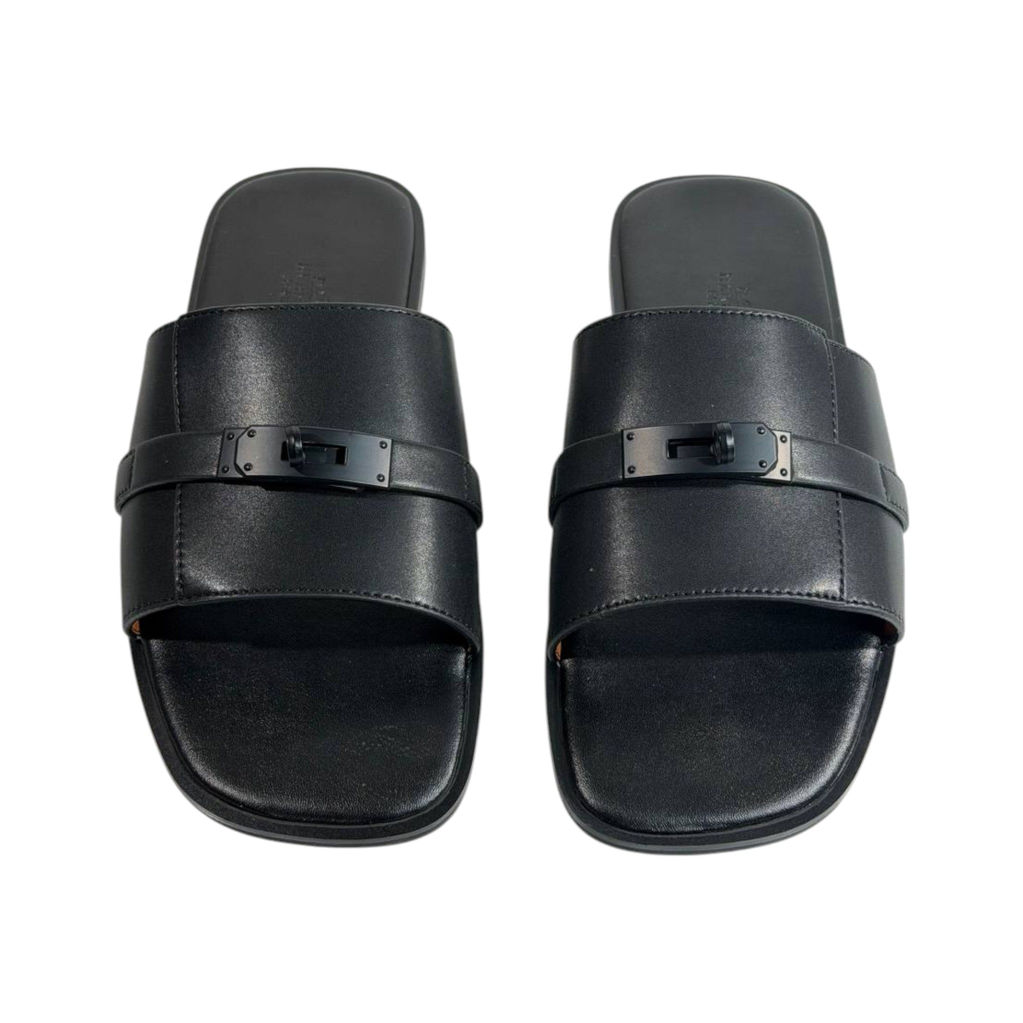 Hermès Black Double Strap Slides – Timeless Luxury Flat Sandals 🖤👡 - MASTERPIECE