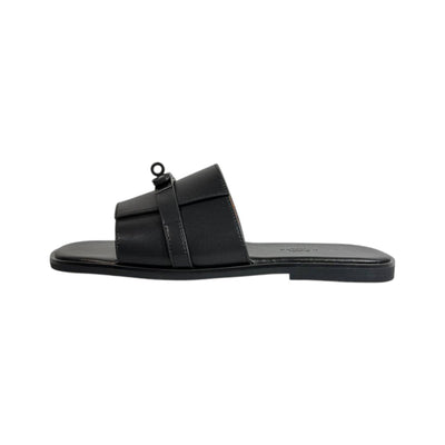 Hermès Black Double Strap Slides – Timeless Luxury Flat Sandals 🖤👡 - MASTERPIECE