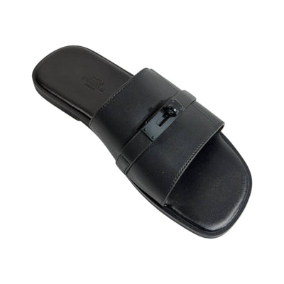 Hermès Black Double Strap Slides – Timeless Luxury Flat Sandals 🖤👡 - MASTERPIECE