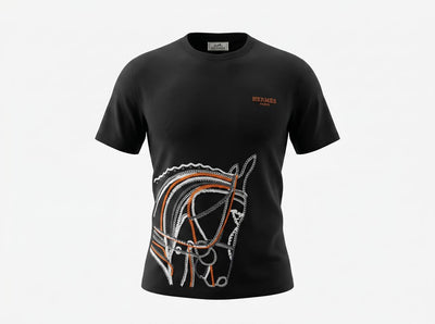 🖤 Hermès Black Horse Graphic T-Shirt – Luxury Casual Tee 🧡 - MASTERPIECE