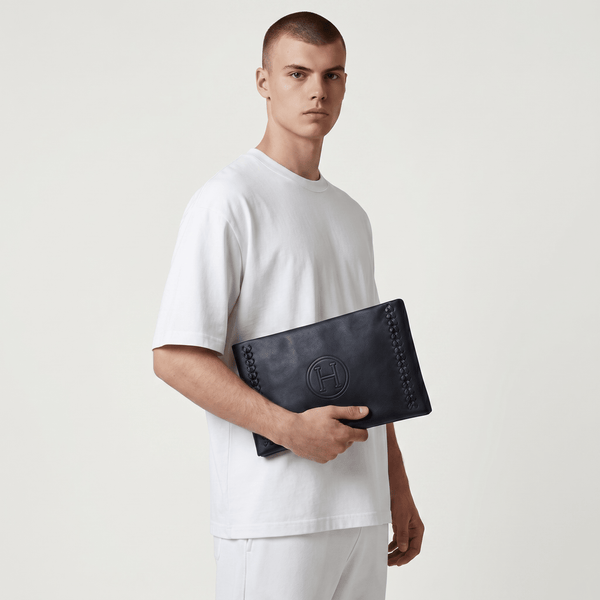 Hermès Black Leather H Emblem Document Clutch 🖤✨💼🔥