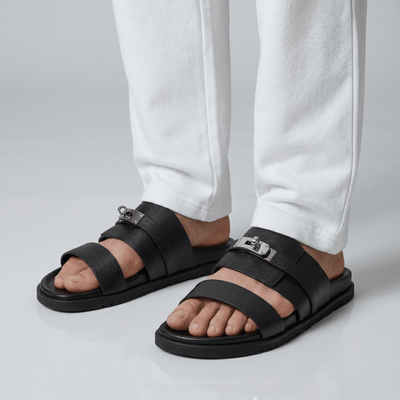 Hermès Black Luxury Slide Sandals – Premium Designer Summer Slippers 🖤✨ - MASTERPIECE
