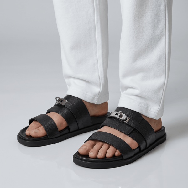 Hermès Black Luxury Slide Sandals – Premium Designer Summer Slippers 🖤✨