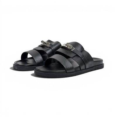 Hermès Black Luxury Slide Sandals – Premium Designer Summer Slippers 🖤✨ - MASTERPIECE
