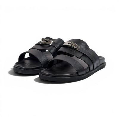 Hermès Black Luxury Slide Sandals – Premium Designer Summer Slippers 🖤✨ - MASTERPIECE