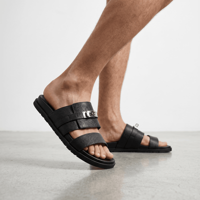 Hermès Black Luxury Slide Sandals – Premium Designer Summer Slippers 🖤✨ - MASTERPIECE