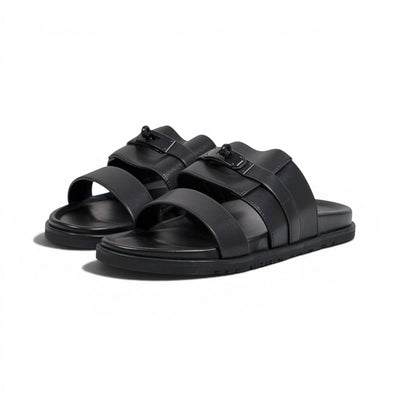Hermès Black Luxury Slide Sandals – Premium Designer Summer Slippers 🖤✨ - MASTERPIECE