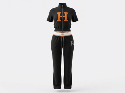 Hermès Black & Orange Logo Tracksuit Set 🖤🧡 - MASTERPIECE