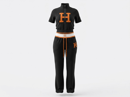 Hermès Black & Orange Logo Tracksuit Set 🖤🧡 - MASTERPIECE