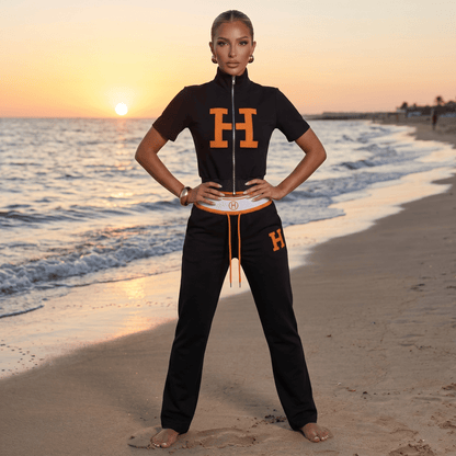 Hermès Black & Orange Logo Tracksuit Set 🖤🧡 - MASTERPIECE