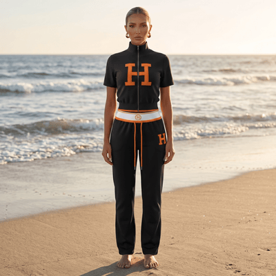Hermès Black & Orange Logo Tracksuit Set 🖤🧡 - MASTERPIECE