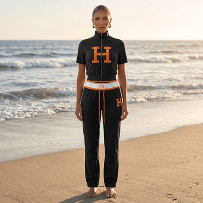 Hermès Black & Orange Logo Tracksuit Set 🖤🧡 - MASTERPIECE