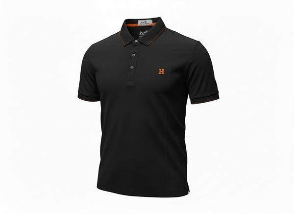 Hermès Black Polo Shirt 🖤🧡 Premium Minimal Icon
