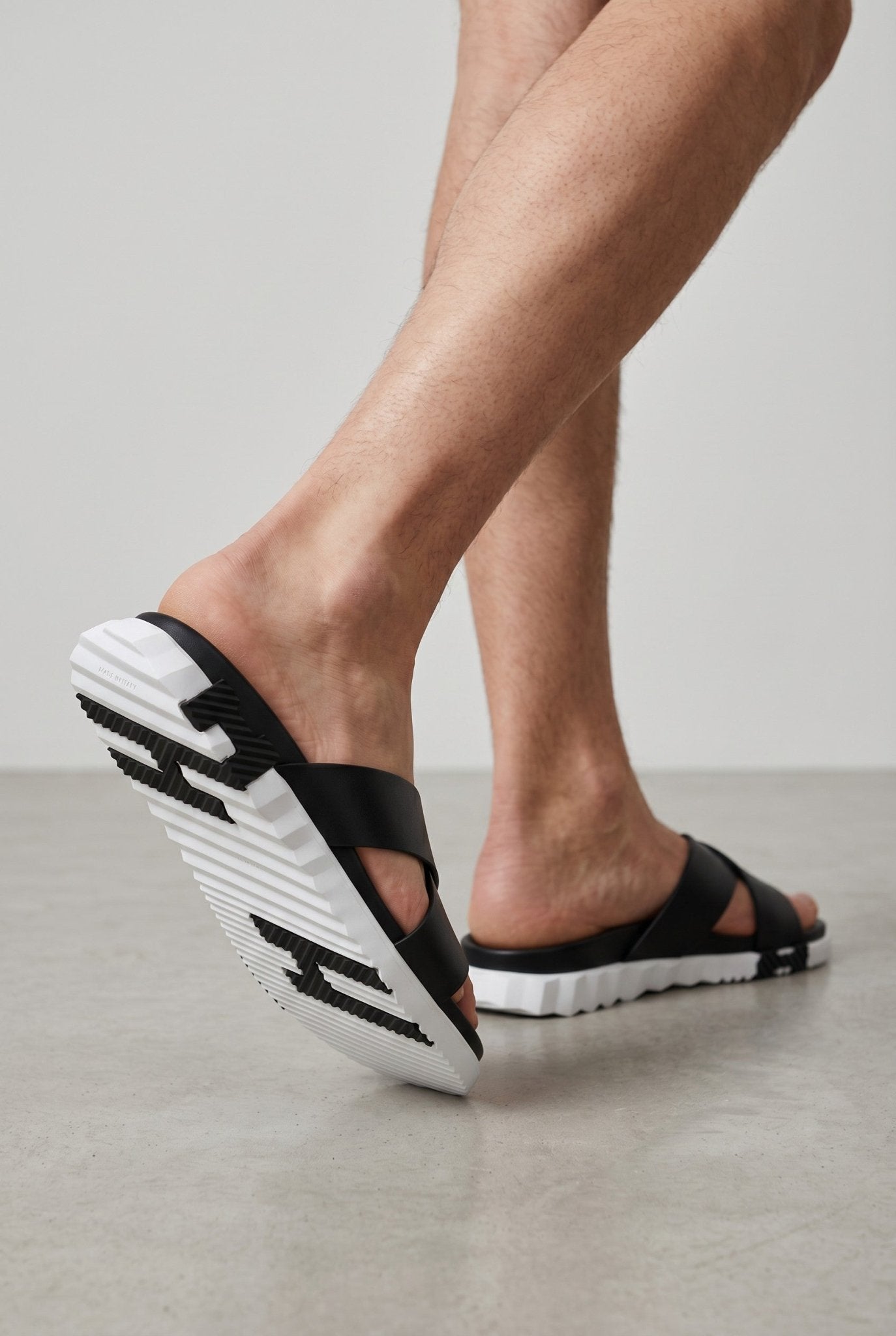 Hermès Chypre Cross Strap Slides – Black & White - MASTERPIECE