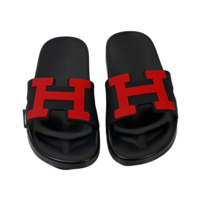 Hermes Chypre Slides – Black & Red Luxury Edition ❤️🖤 - MASTERPIECE