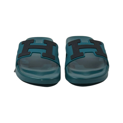 Hermes Chypre Slides – Deep Teal Luxury Edition 💙✨ - MASTERPIECE
