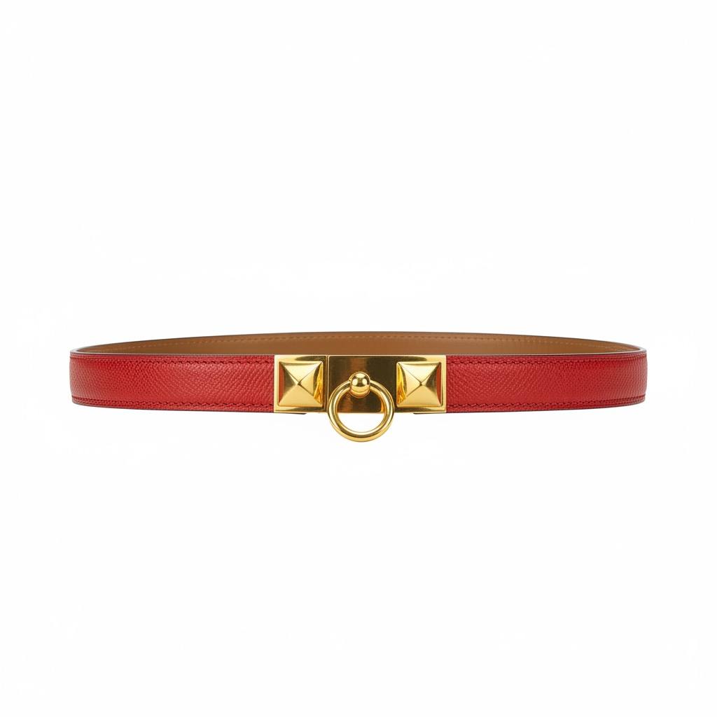 Hermès Collier de Chien Inspired Red Leather Belt — Gold - MASTERPIECE