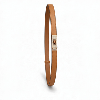 ✨ Hermès Crystal Kelly Lock Leather Belt – Luxury Brown Designer Belt 🤎 - MASTERPIECE