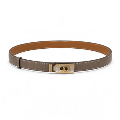 ✨ Hermès Crystal Kelly Lock Leather Belt – Taupe Luxury Designer Belt 🤎 - MASTERPIECE