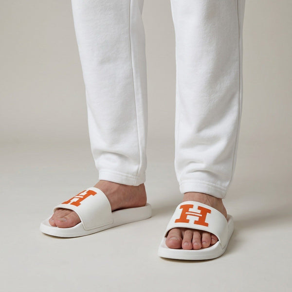 🤍🧡 Hermès H Logo Slide Sandals – Luxury Men's Designer Slides