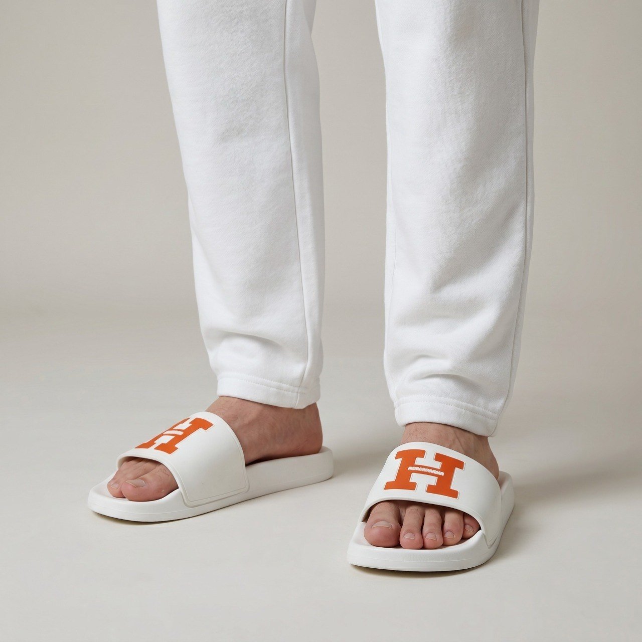🤍🧡 Hermès H Logo Slide Sandals – Luxury Men's Designer Slides - MASTERPIECE