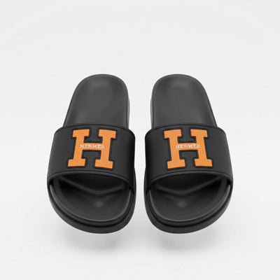 🖤🧡 Hermès H Logo Slide Sandals – Premium Men's Luxury Slides - MASTERPIECE