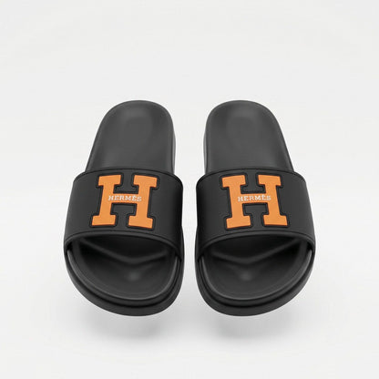 🖤🧡 Hermès H Logo Slide Sandals – Premium Men's Luxury Slides - MASTERPIECE