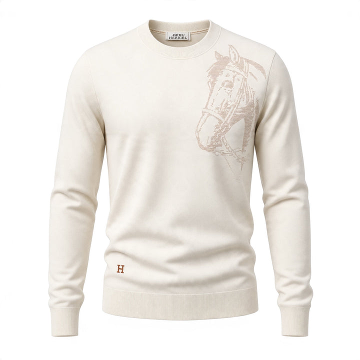 Hermès Horse Motif Crewneck Sweater — Sand