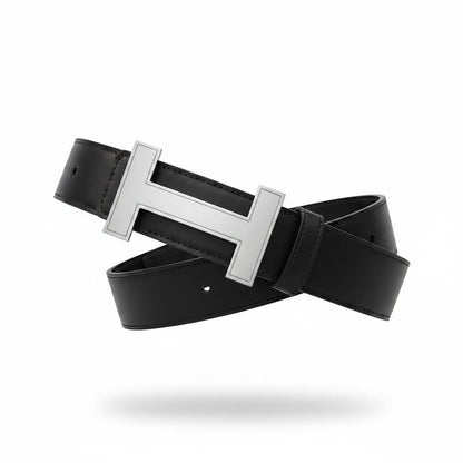 Hermès Inspired Black H Buckle Belt 120CM 🖤✨ Luxury Silver Buckle Designer Style Belt - MASTERPIECE