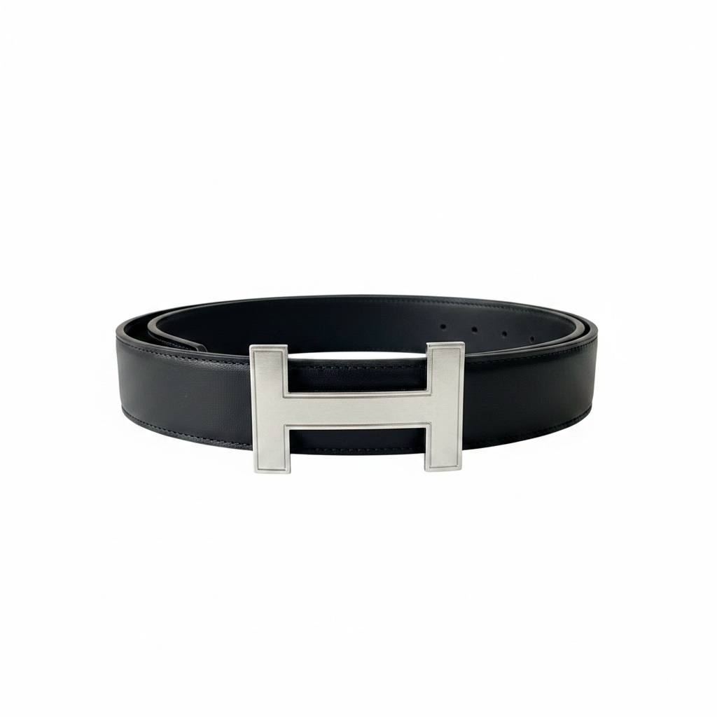 Hermès Inspired Black H Buckle Belt 120CM 🖤✨ Luxury Silver Buckle Designer Style Belt - MASTERPIECE