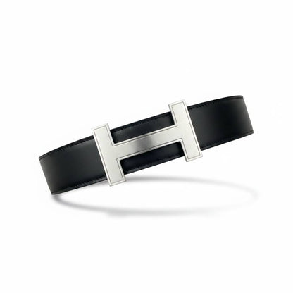 Hermès Inspired Black H Buckle Belt 120CM 🖤✨ Luxury Silver Buckle Designer Style Belt - MASTERPIECE